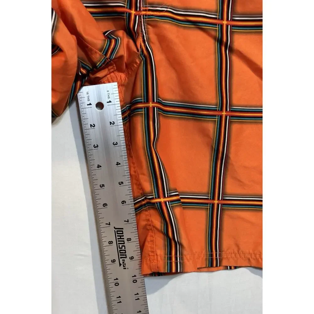 OP Orange Plaid Board Shorts Youth L/G 10-12 Swim Trunks Surf Beach Pockets
